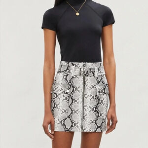 Topshop Womens Snake Print Faux Leather Belted Mini Skirt Size 8 W/ Pockets